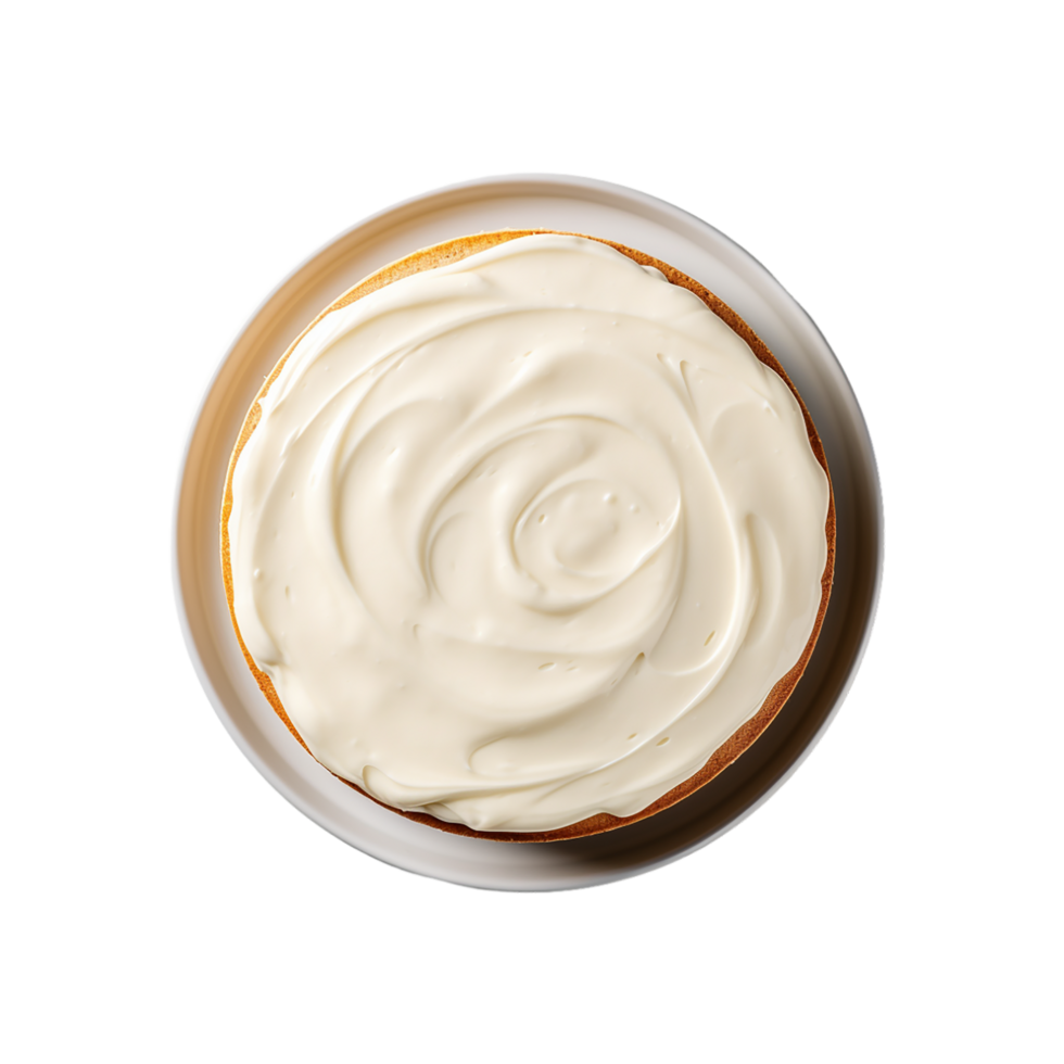 AI generated cream cake in plate on transparent background PNG image