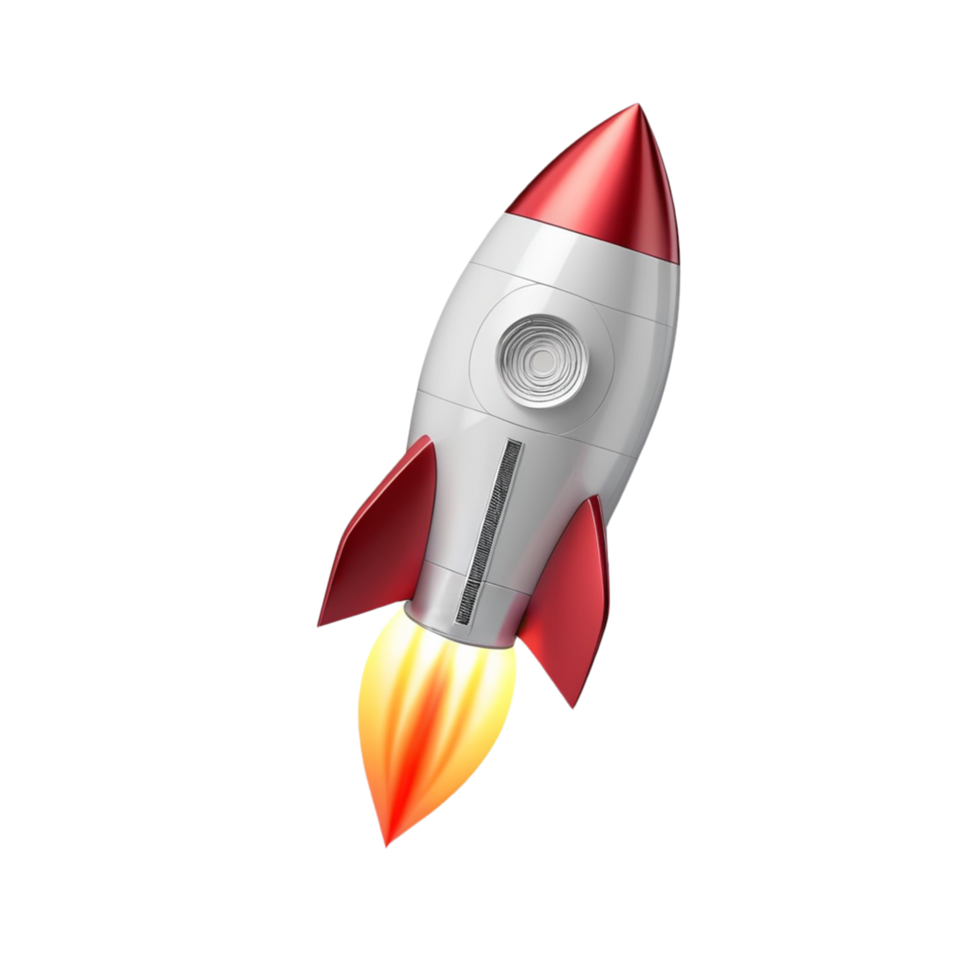 AI generated 3d startup rocket on transparent background PNG image