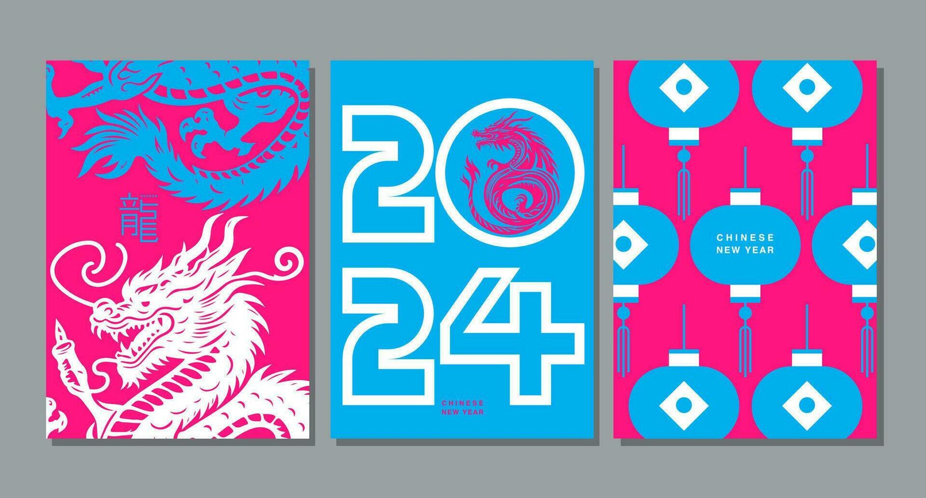 Template layout Chinese New Year 2024, Year of the Dragon , zodiac vector
