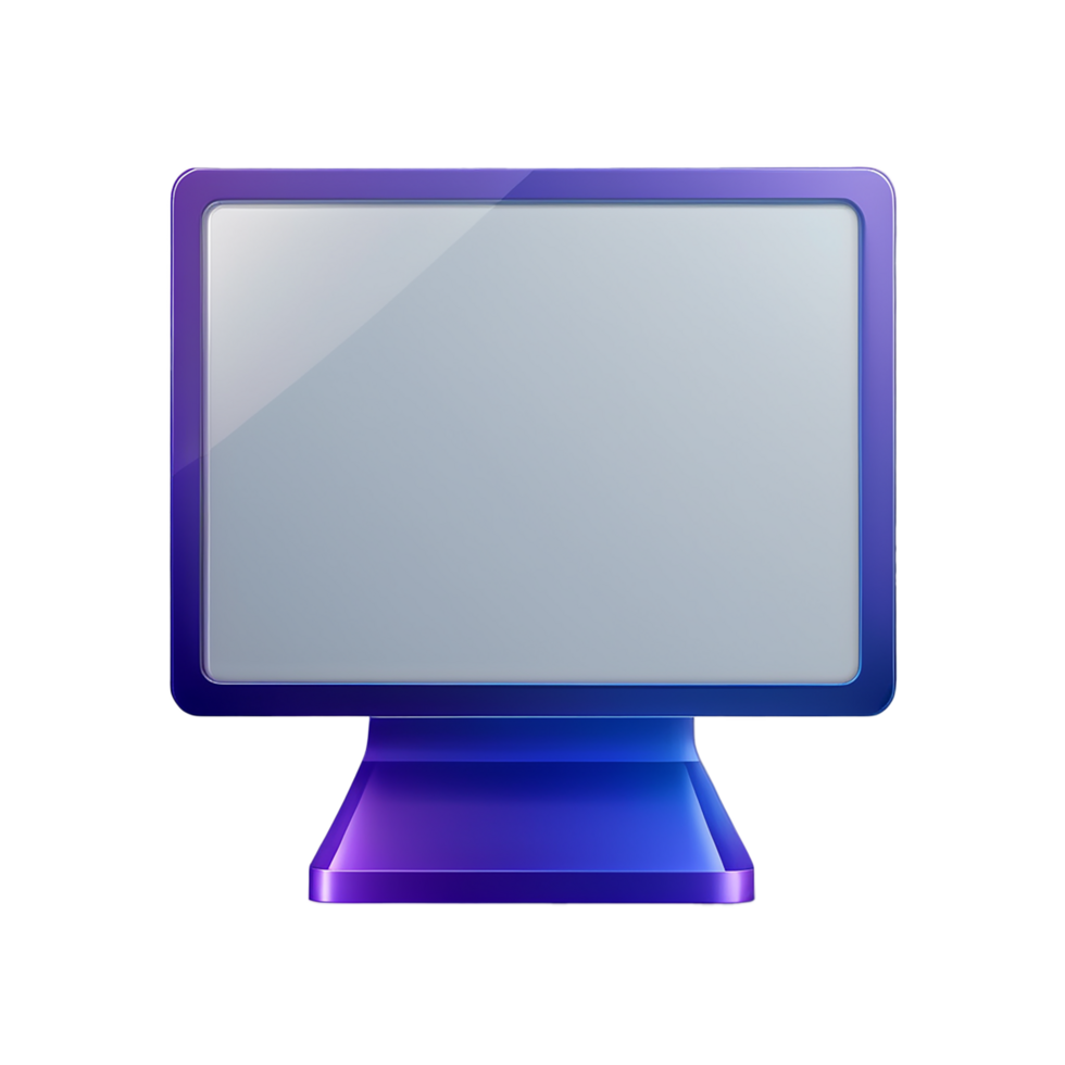 AI generated lcd monitor with blank screen 3D icon on transparent background PNG image