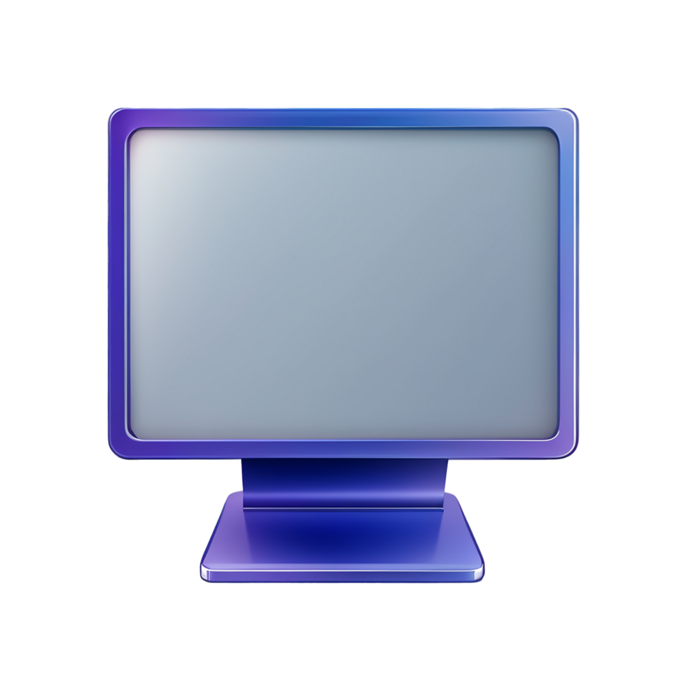 AI generated lcd monitor with blank screen 3D icon on transparent