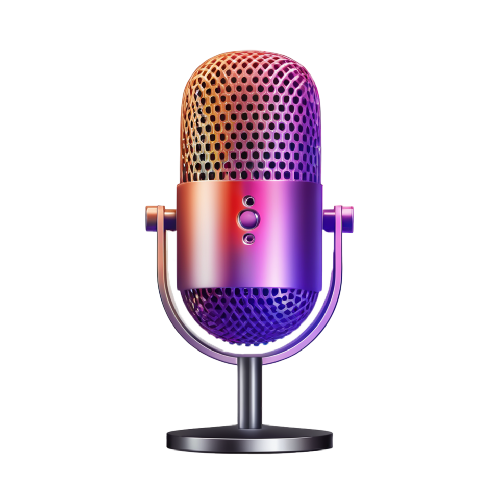 AI generated 3d microphone on transparent background PNG image, podcast concept