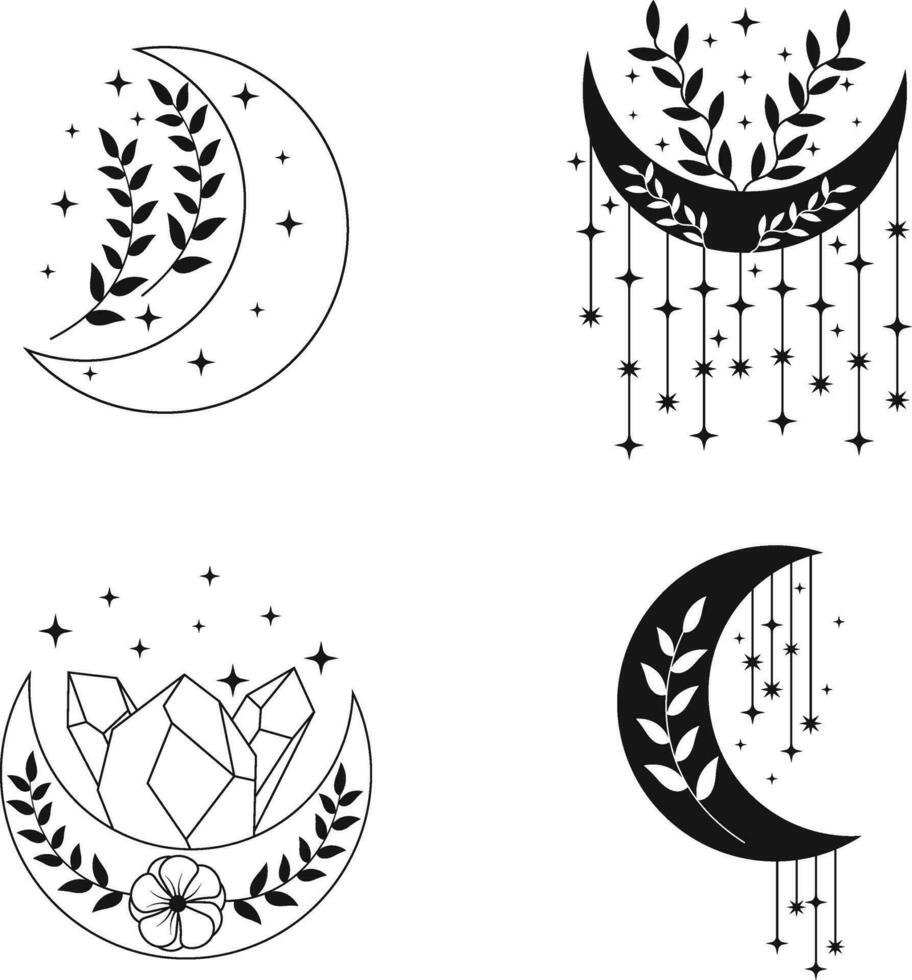 colección de celestial Luna decoración. aislado en blanco antecedentes. vector icono.