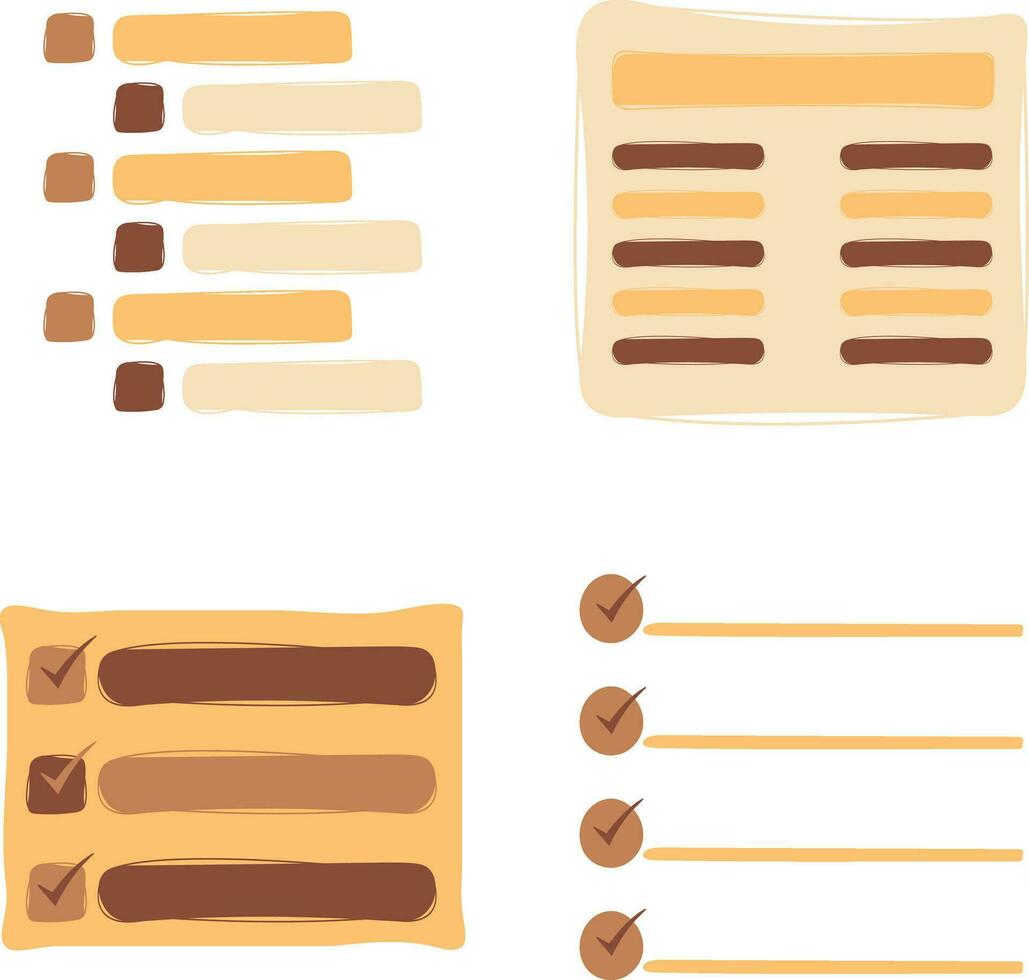 Organic List Menu With Abstract Design. Irregular Shape. Vector Illustration Set.