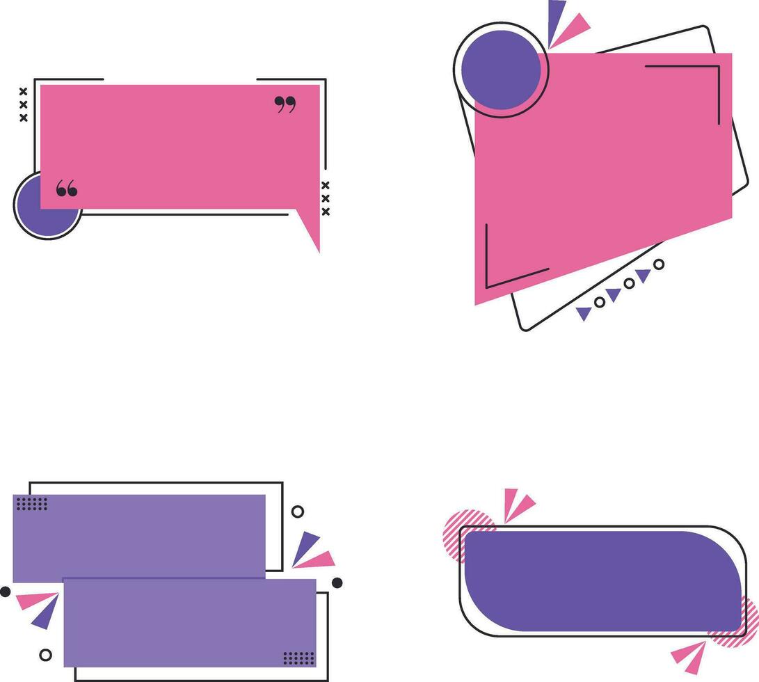 Modern Text Box With Different Shape. Geometric Design. Isolated Vector Set.