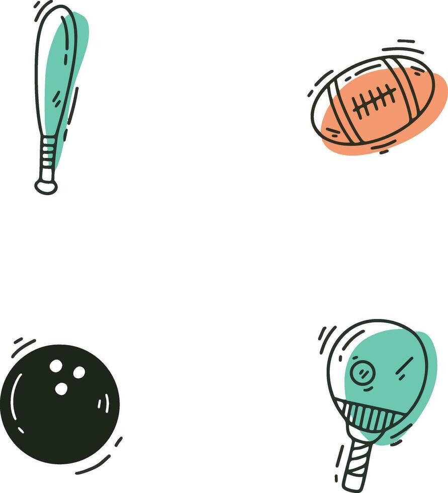 Collection of Sport Equipment Illustration. With Flat Design. Isolated Vector. vector