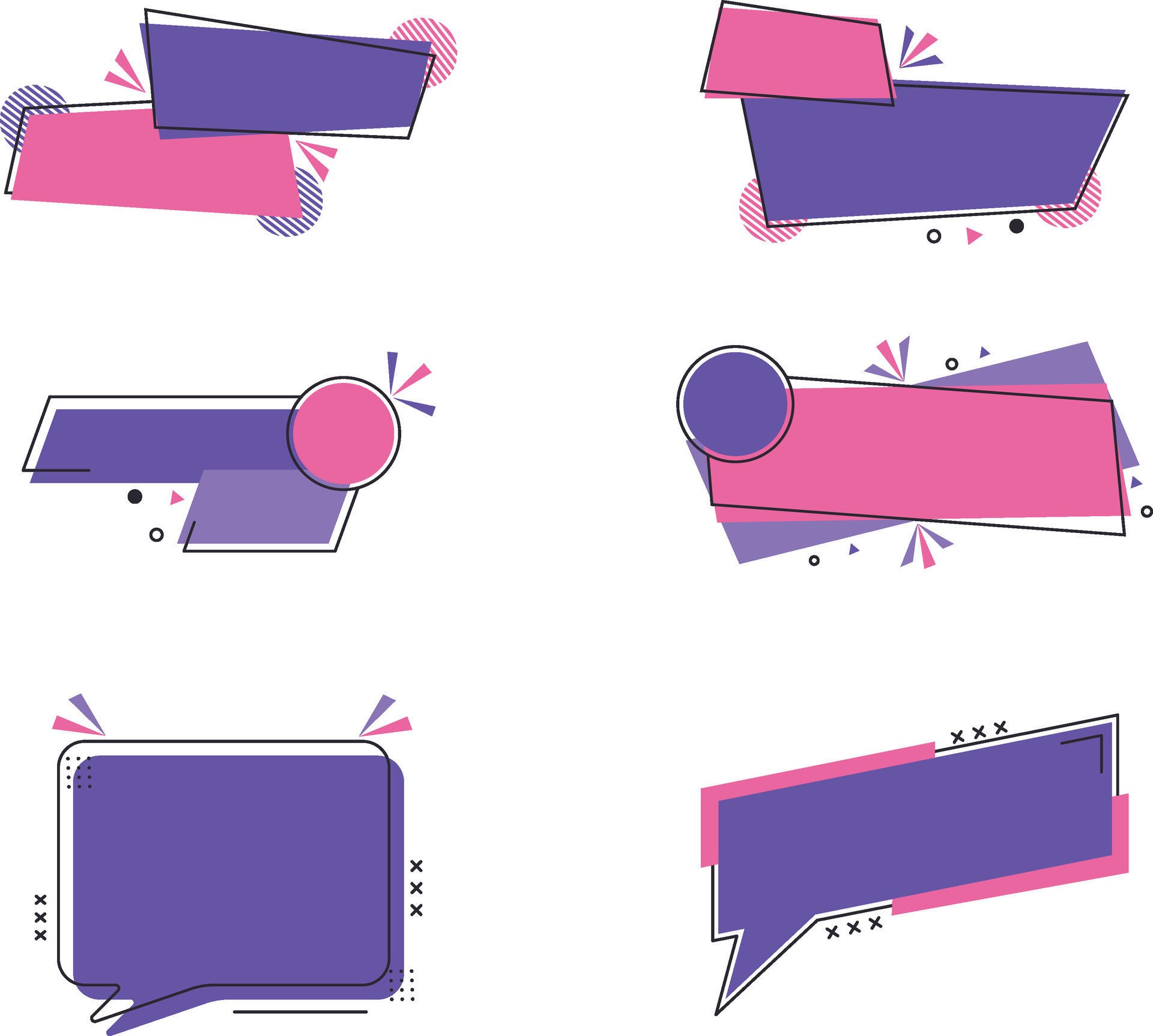 Modern Text Box With Different Shape. Geometric Design. Isolated Vector ...