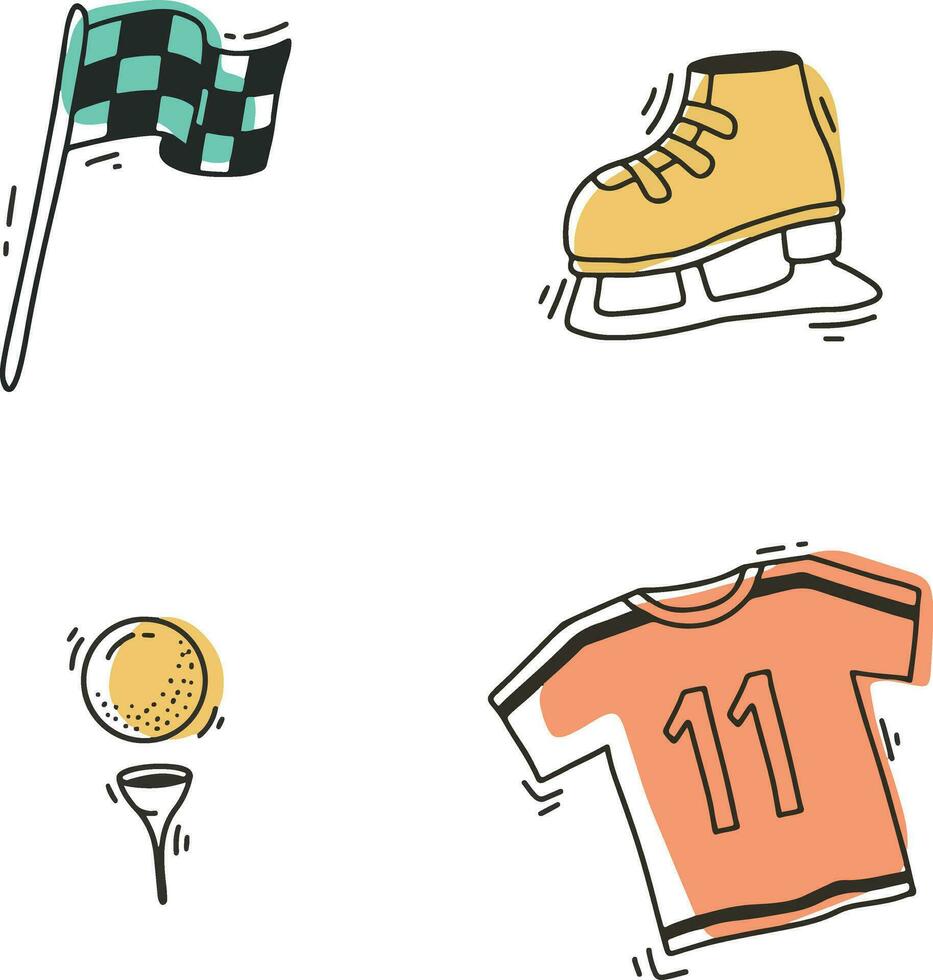 Collection of Sport Equipment Illustration. With Flat Design. Isolated Vector. vector