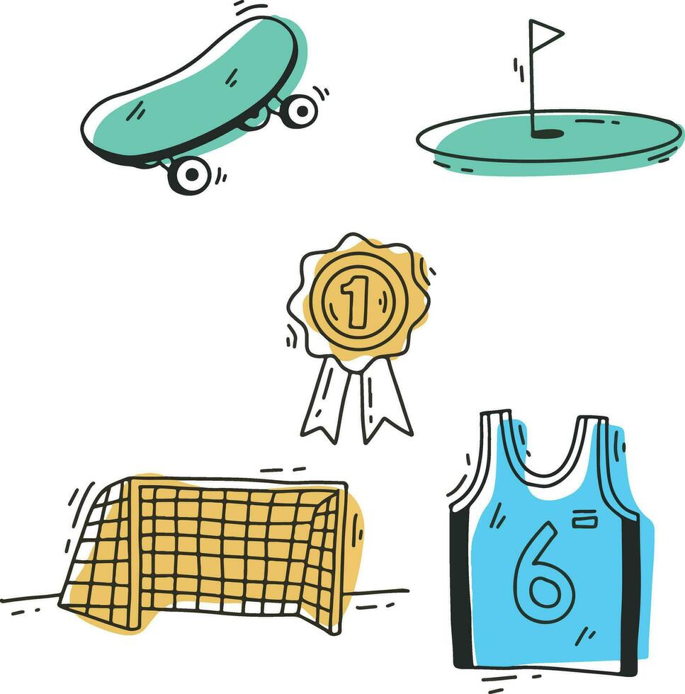 Collection of Sport Equipment Illustration. With Flat Design. Isolated Vector. vector