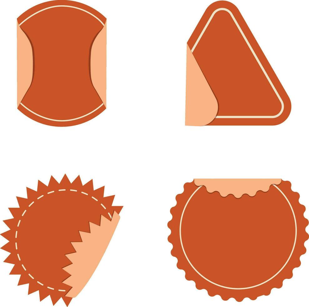 conjunto de peladura pegatina etiqueta con geométrico diseño. aislado en blanco antecedentes. vector ilustración.