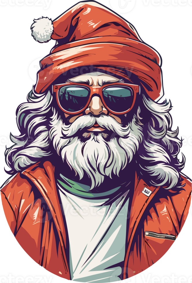 AI generated santa claus with sunglasses and beard png