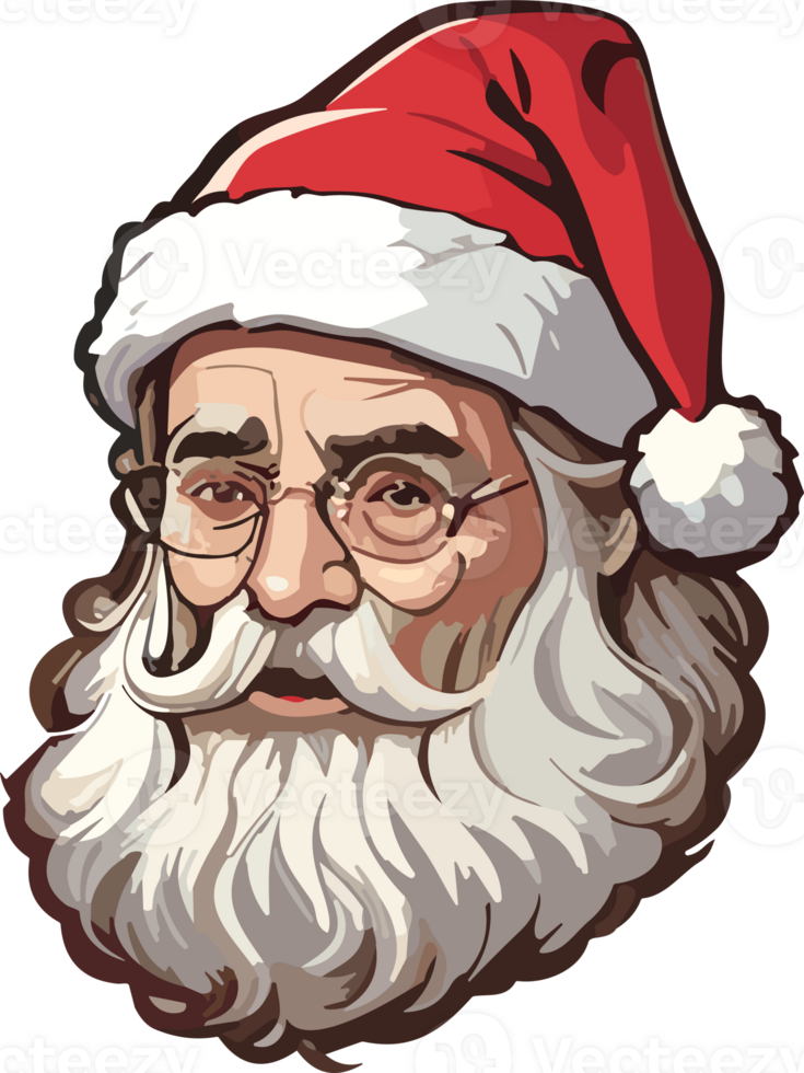 AI generated santa claus face with beard and hat png