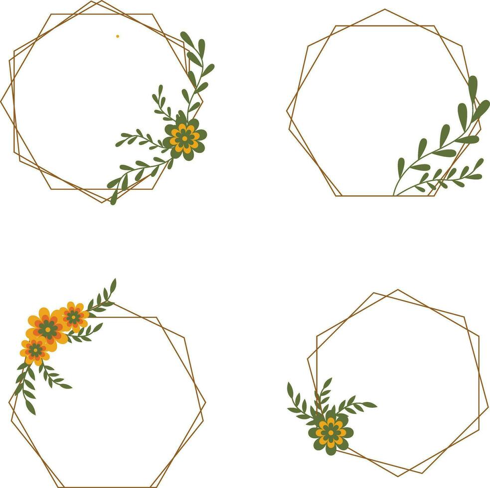 Collection of Floral Polygon Frame. Aesthetic Concept. Vector Illustration.