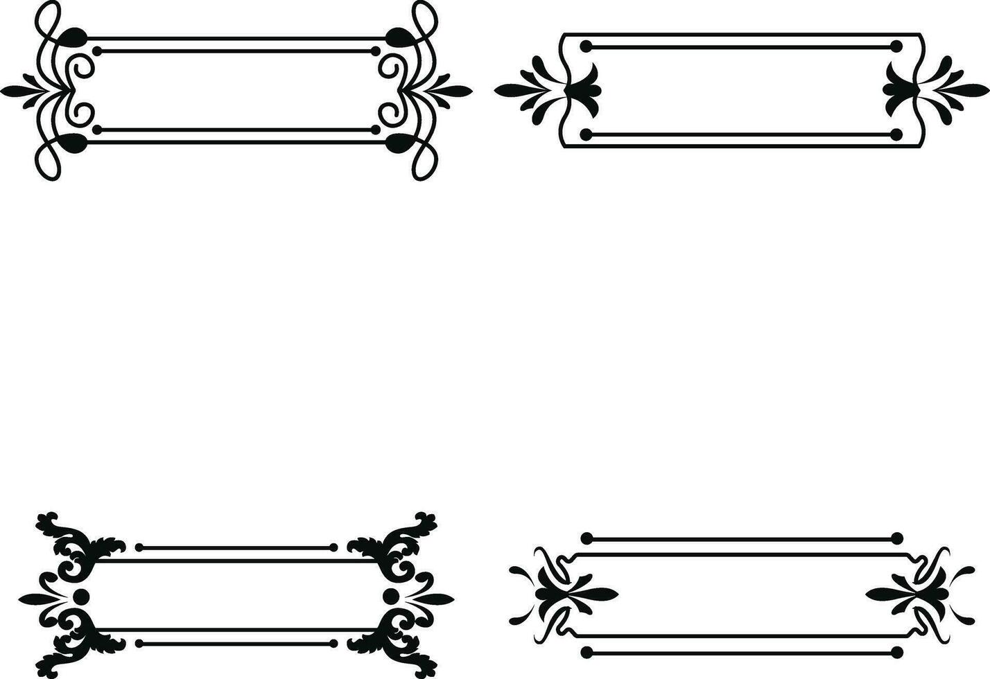 Set of Engraved Frame Antique. Flat Classic Design. Isolated Vector