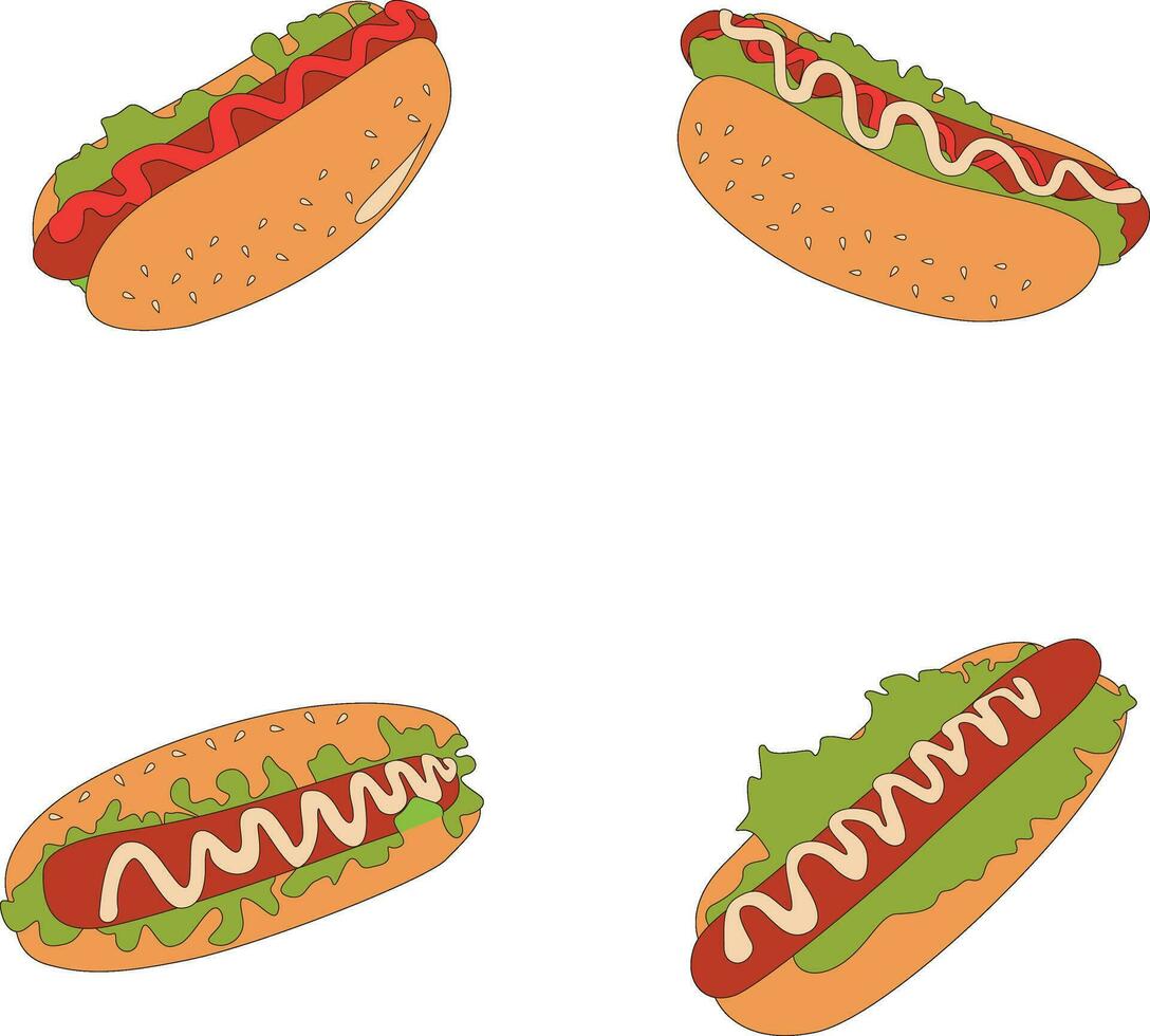 Hot Dog Food Illustration With Simple Design, Isolated Vector. vector