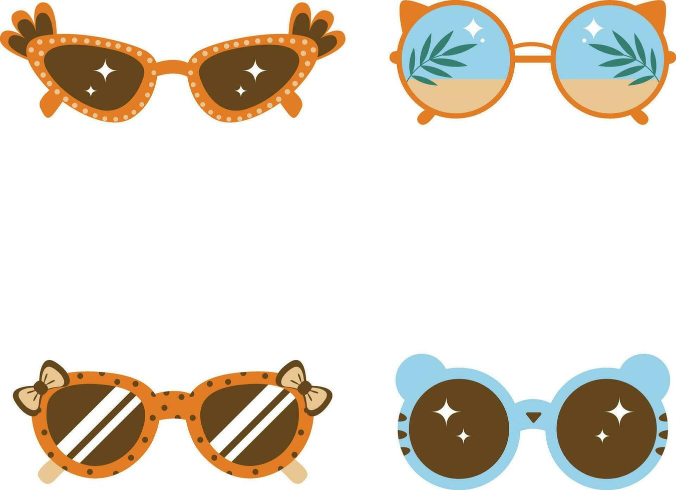 Collection of Eyeglasses Summer With Sparkle Design. Vector Illustration.