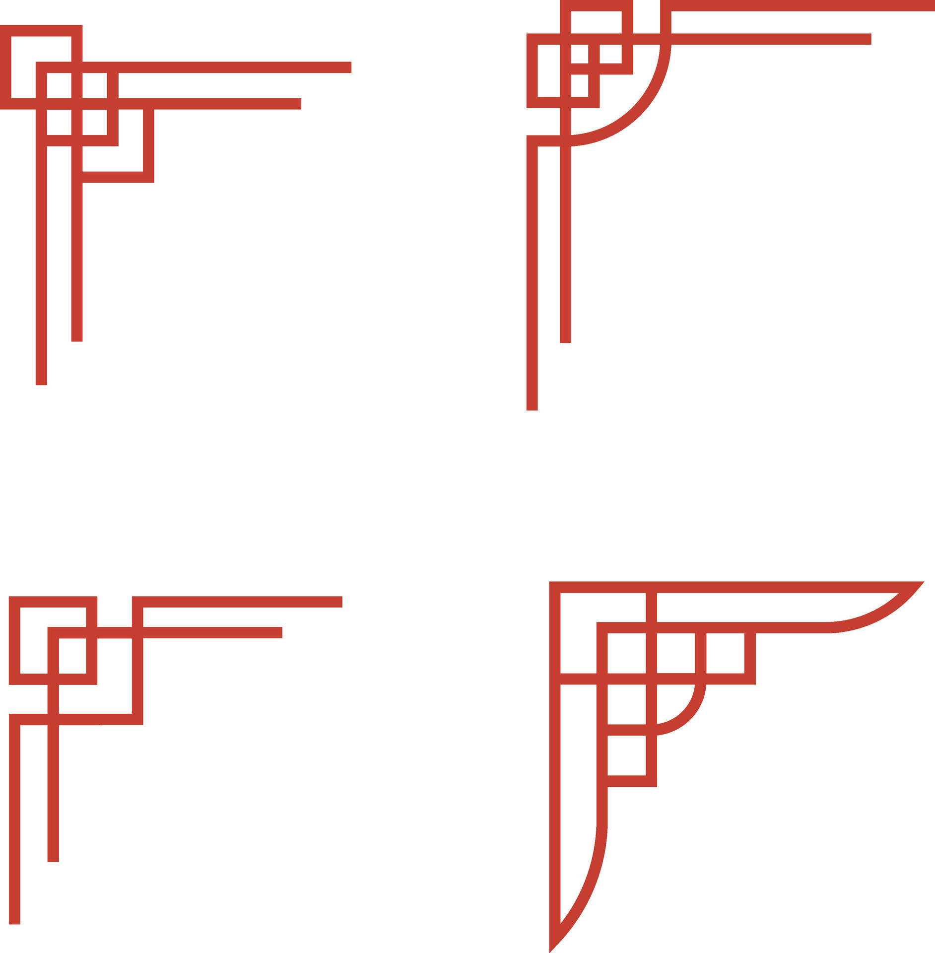 Chinese Traditional Corner In Geometric Shape. Oriental Frame Design