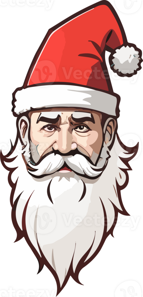 AI generated santa claus face with beard and hat png