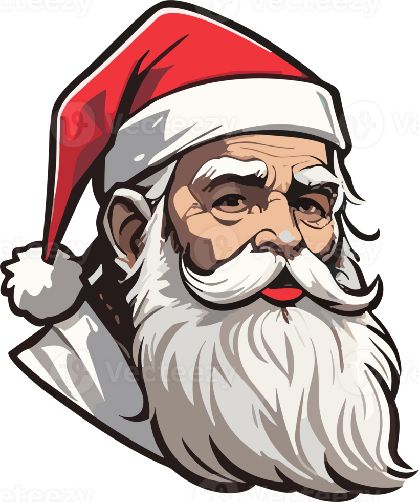 AI generated santa claus face with beard and hat png