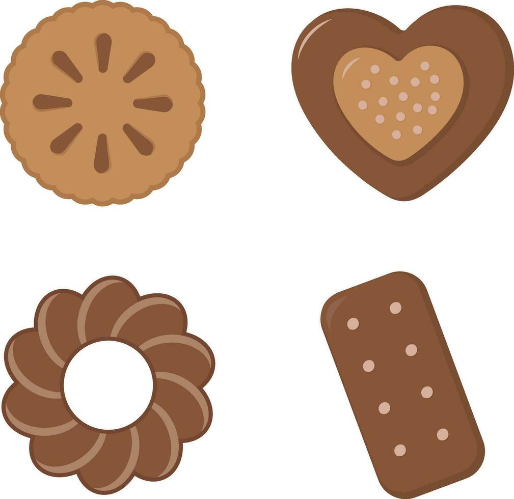 Cookies Biscuit Illustration Collection. With Various Design. Isolated Vector Set.