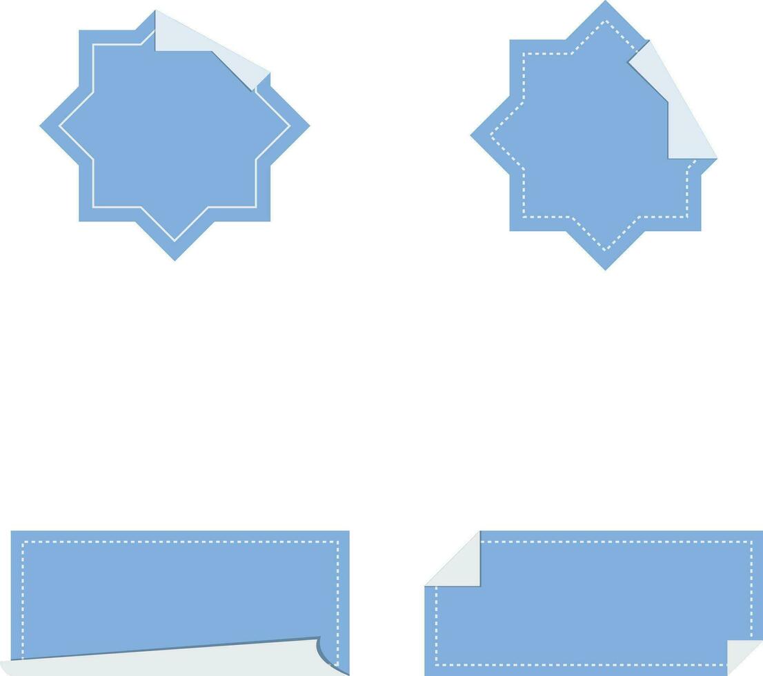 Peeling Sticker Label In Geometric Design. Blank Label. Vector Illustration Set.