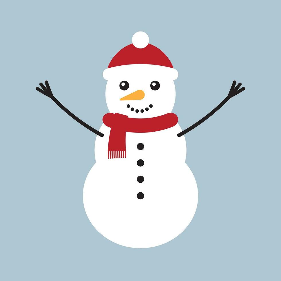 Vector flat cartoon snowman
