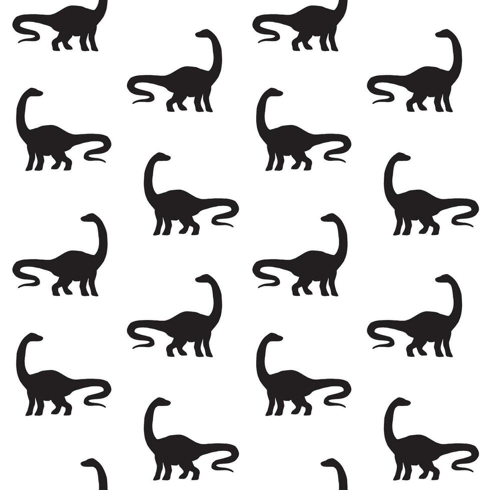 Vector seamless pattern of diplodocus silhouette