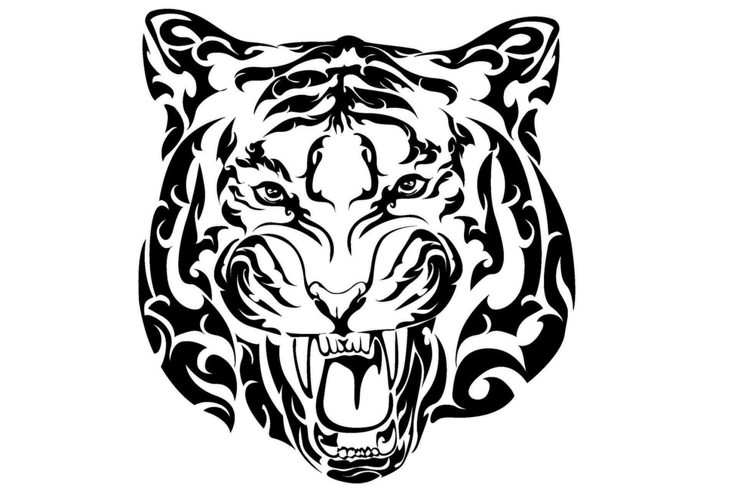 Tiger Face Tattoo Design With Transparent Background vector