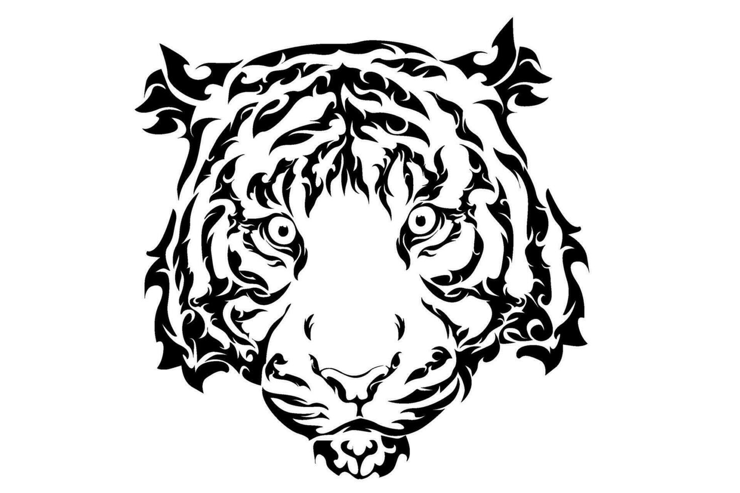 Tiger Face Tattoo Design With Transparent Background vector