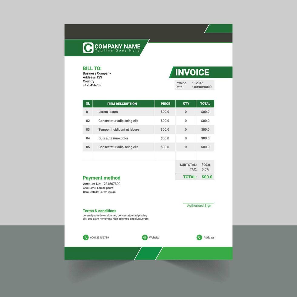 Modern simple designer invoice vector
