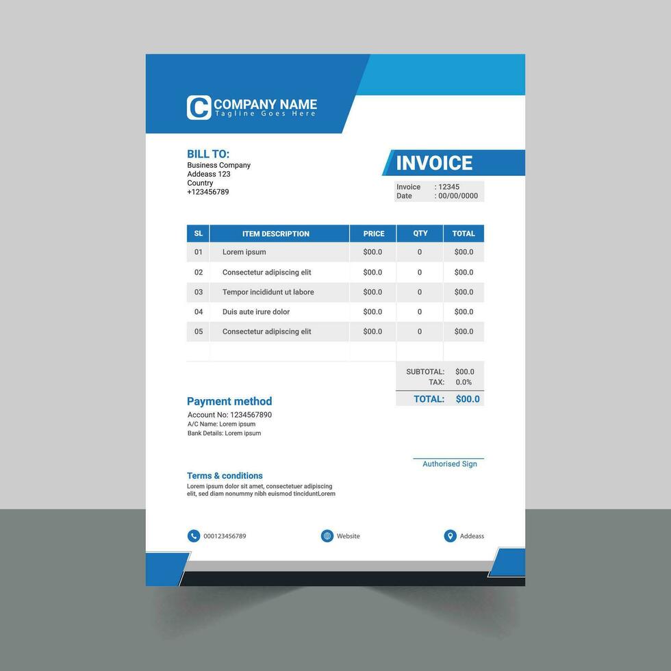 Modern simple designer invoice vector