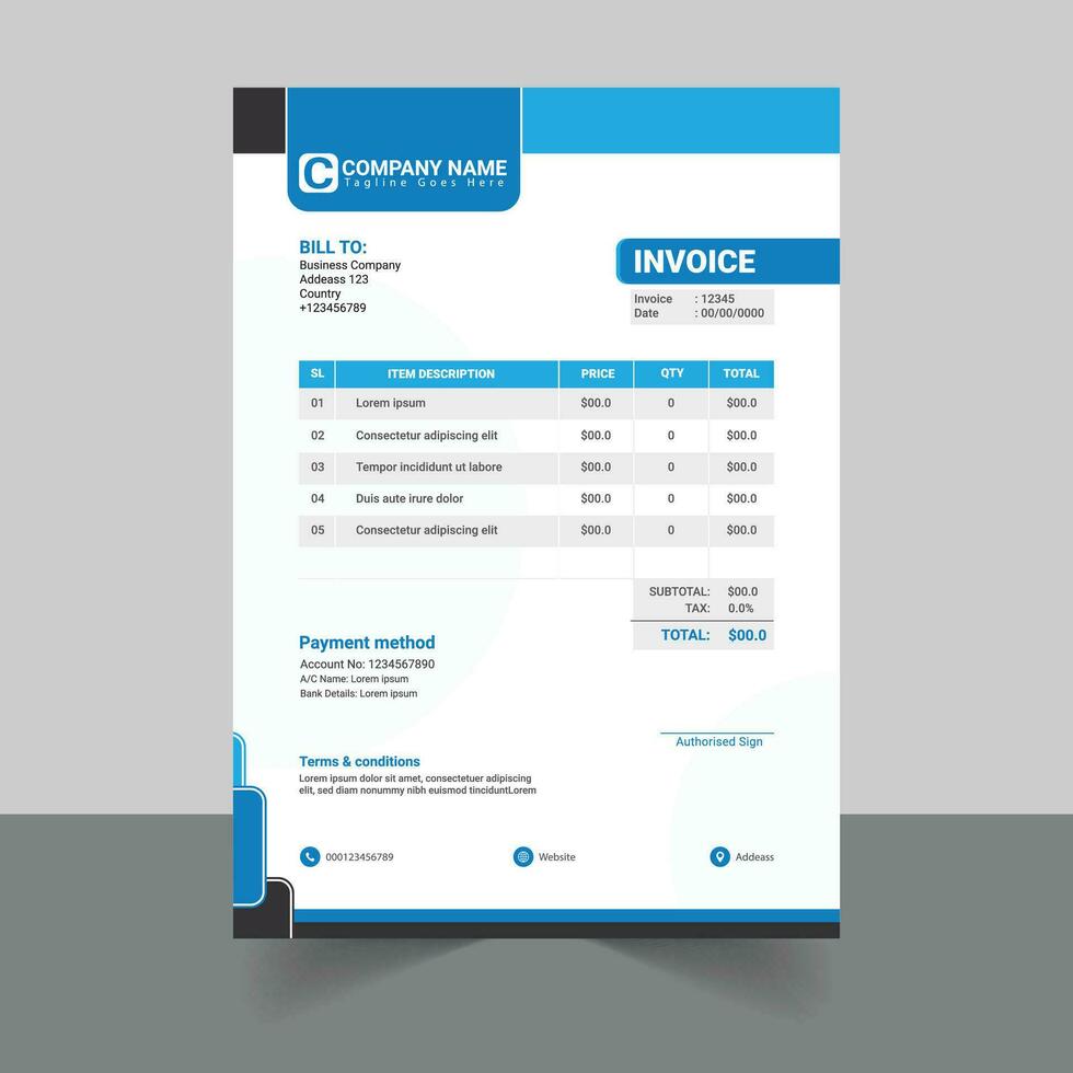 Modern simple designer invoice vector