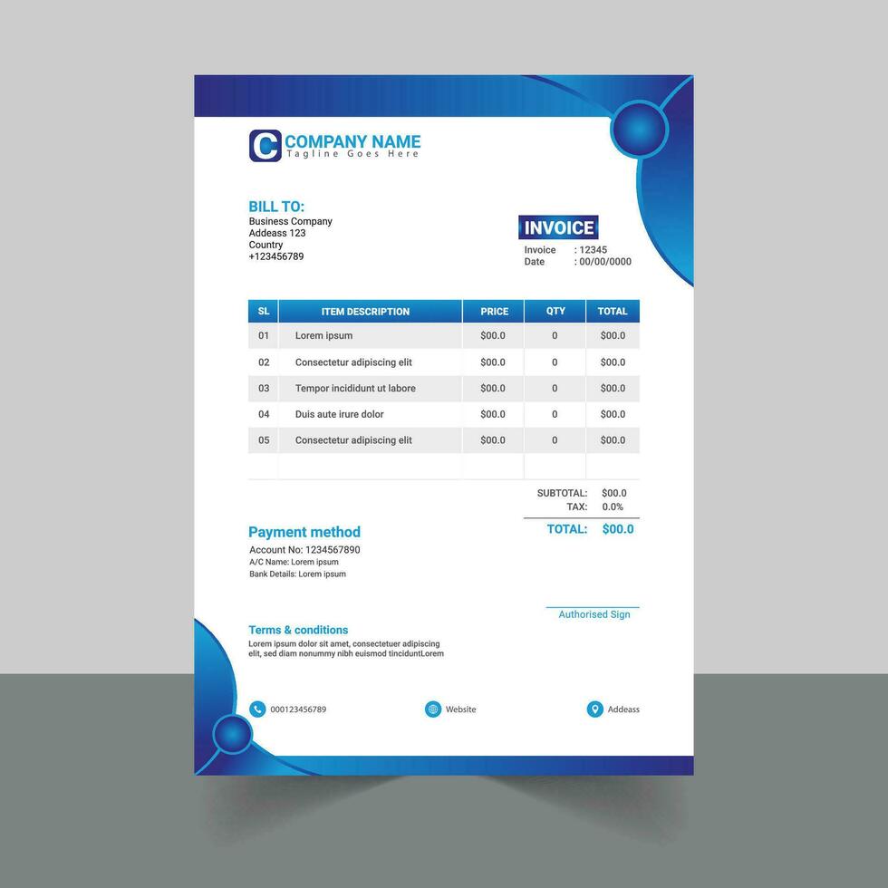 Modern simple designer invoice vector
