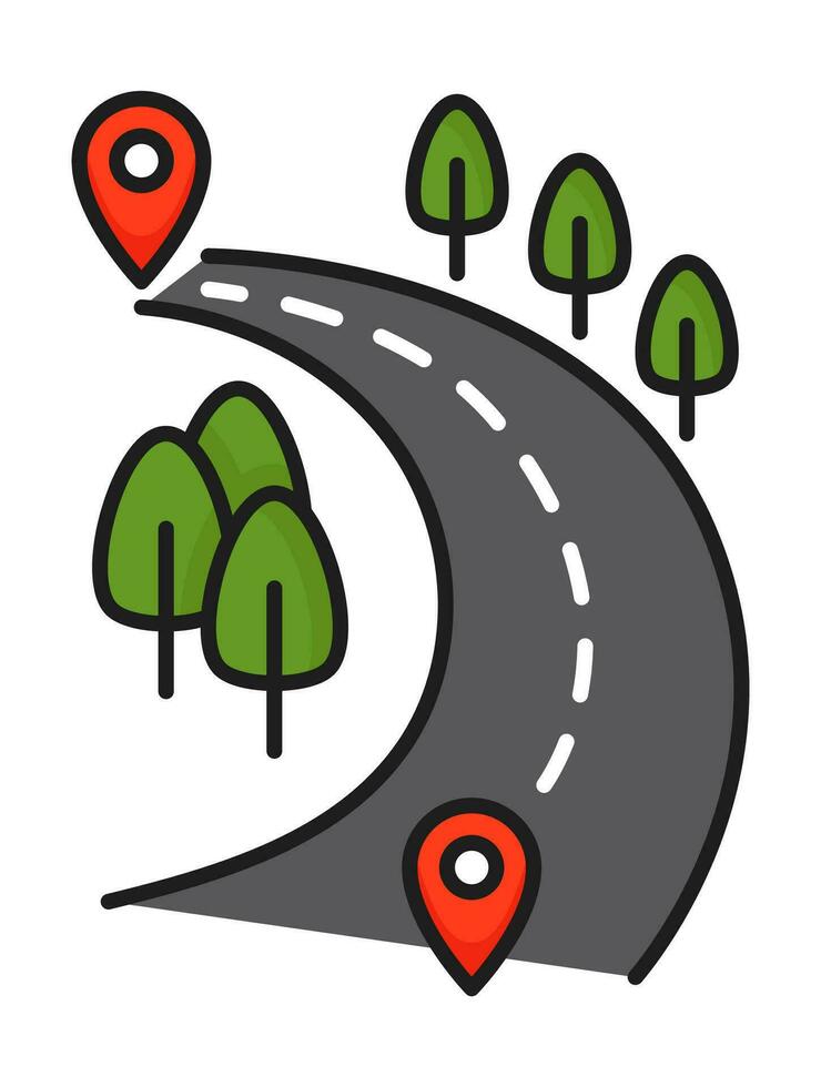 Traffic route on highway road color line icon vector