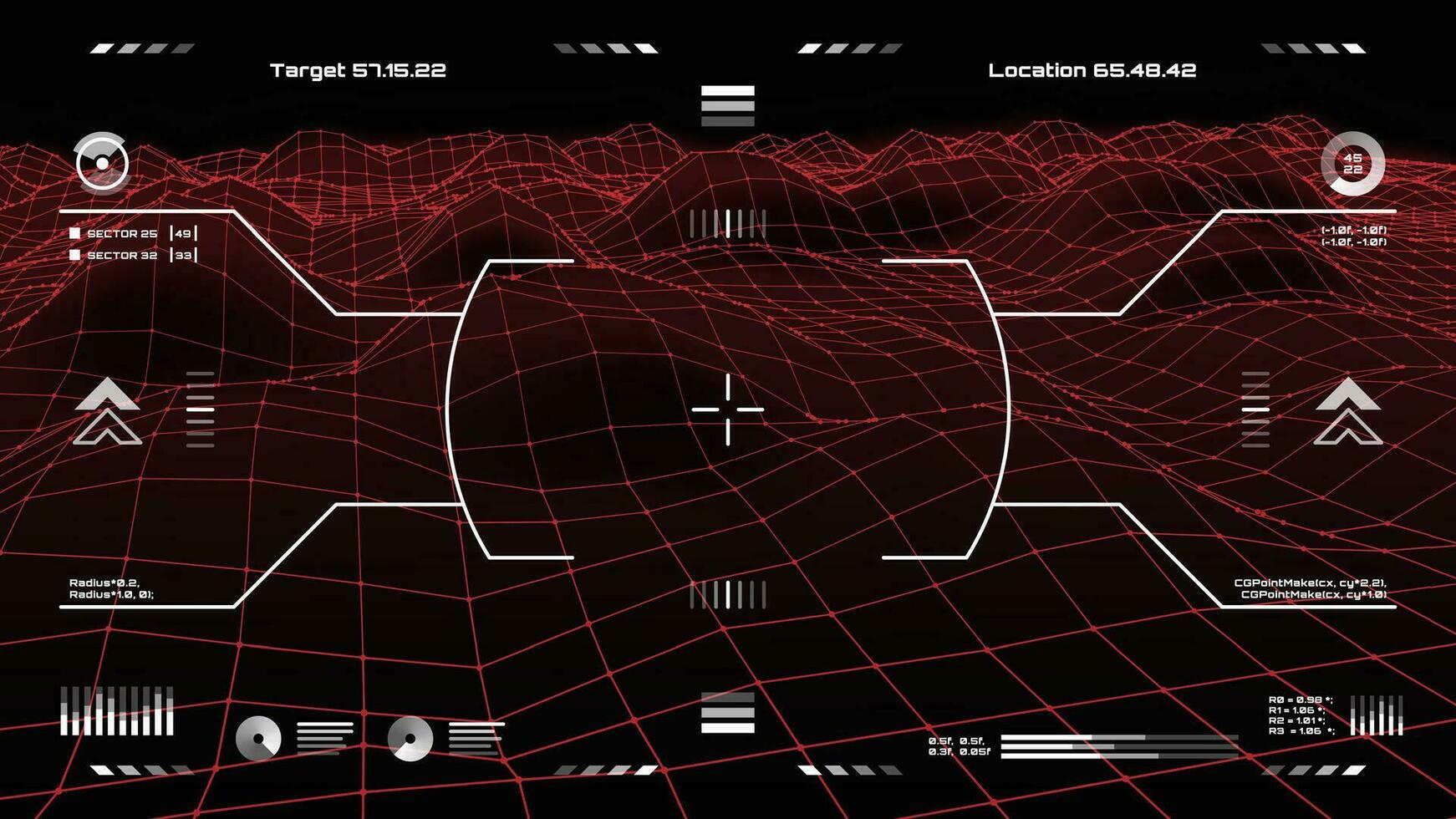 Military HUD target aim control and radar screen vector