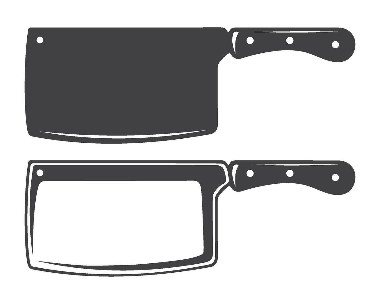 Meat Cleaver Knife Vector Silhouette
