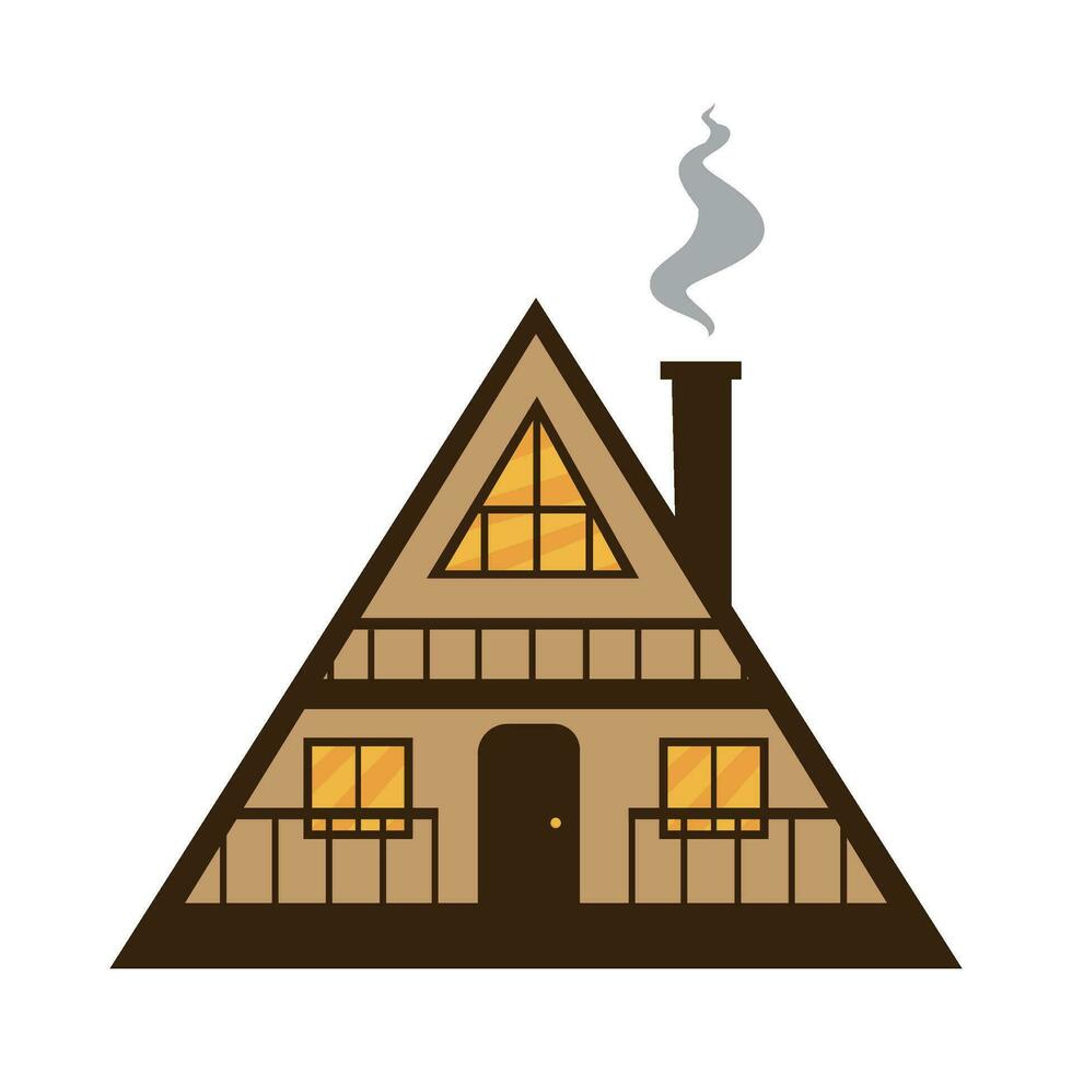 Wooden Triangle Hut Vector Illustration