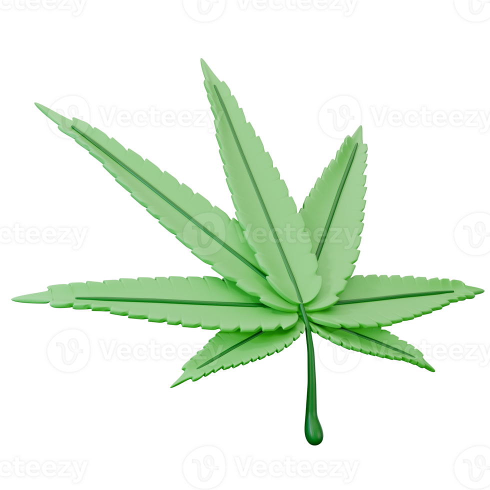 Cannabis Marijuana leaf 3D render minimal style icon element. png