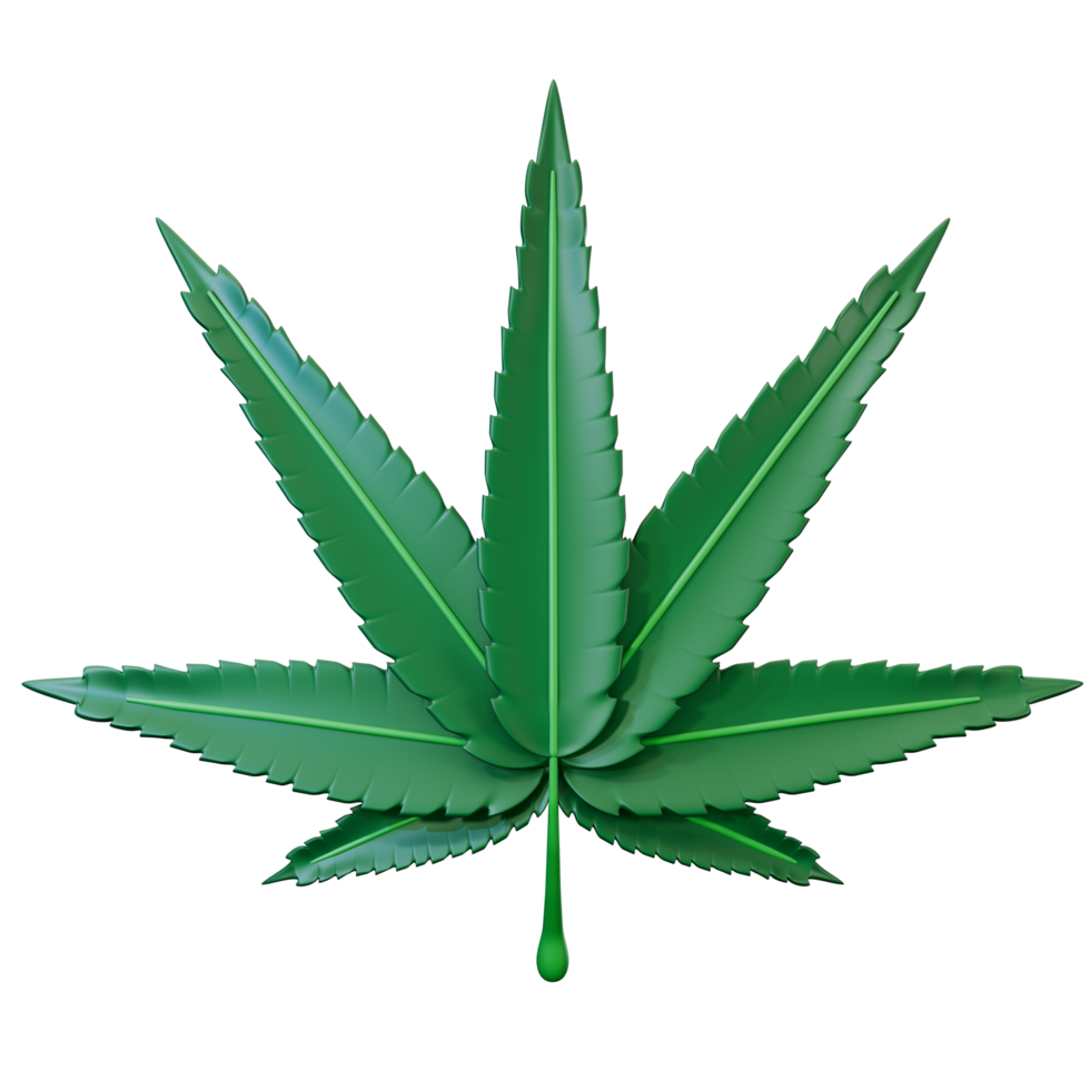 cannabis maconha folha 3d render mínimo estilo ícone elemento. png