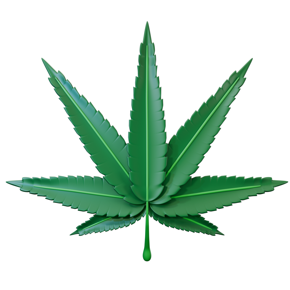 Cannabis Marijuana leaf 3D render minimal style icon element. png