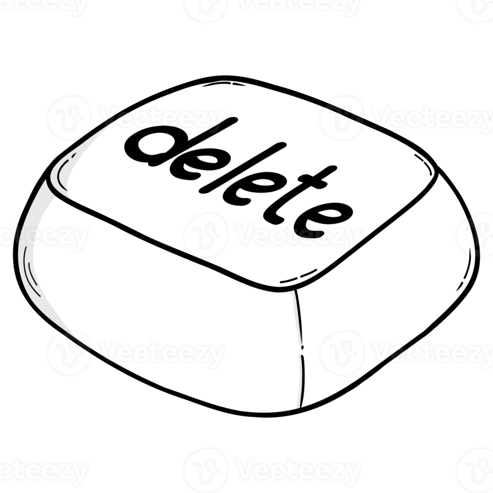 Delete button black and white icon illustration design work keyboard png