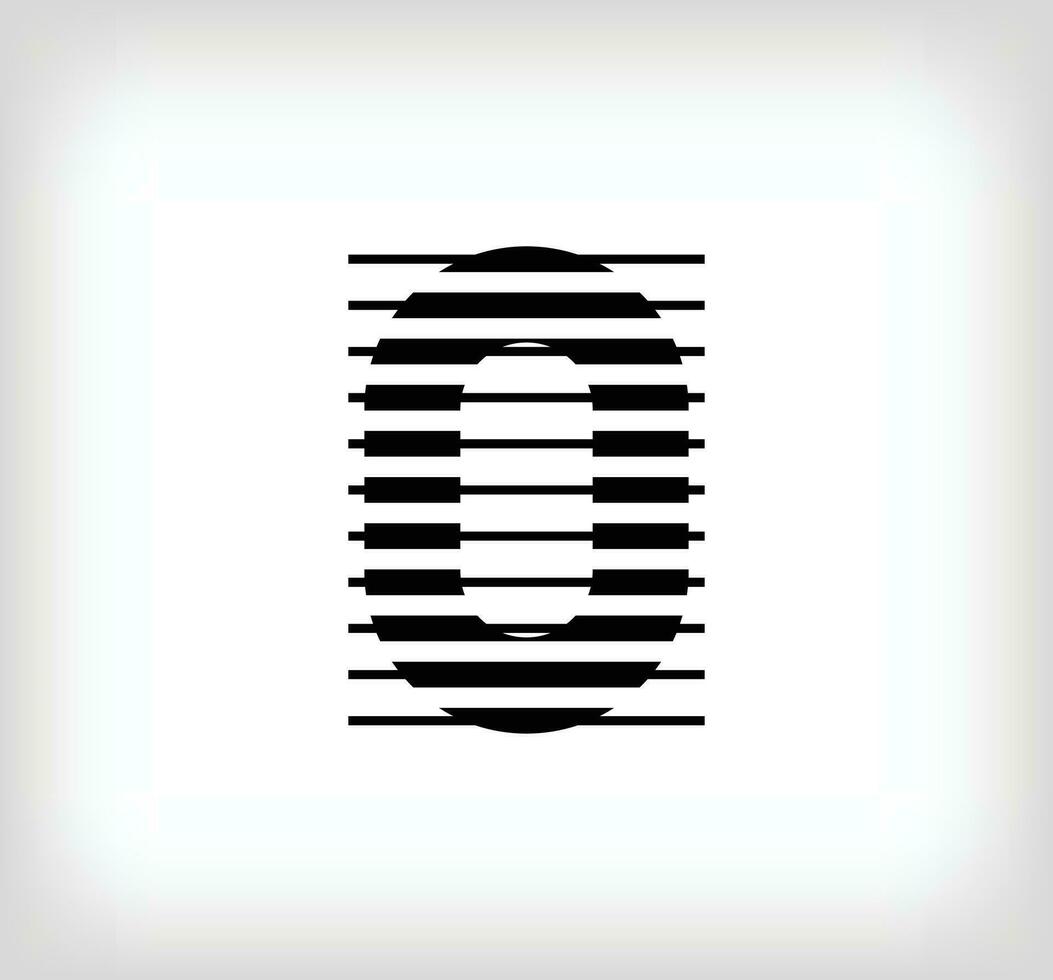 Number 0 scan line logo icon design, vector illustration. The number 0 formed by the combination of lines. Creative flat design style.