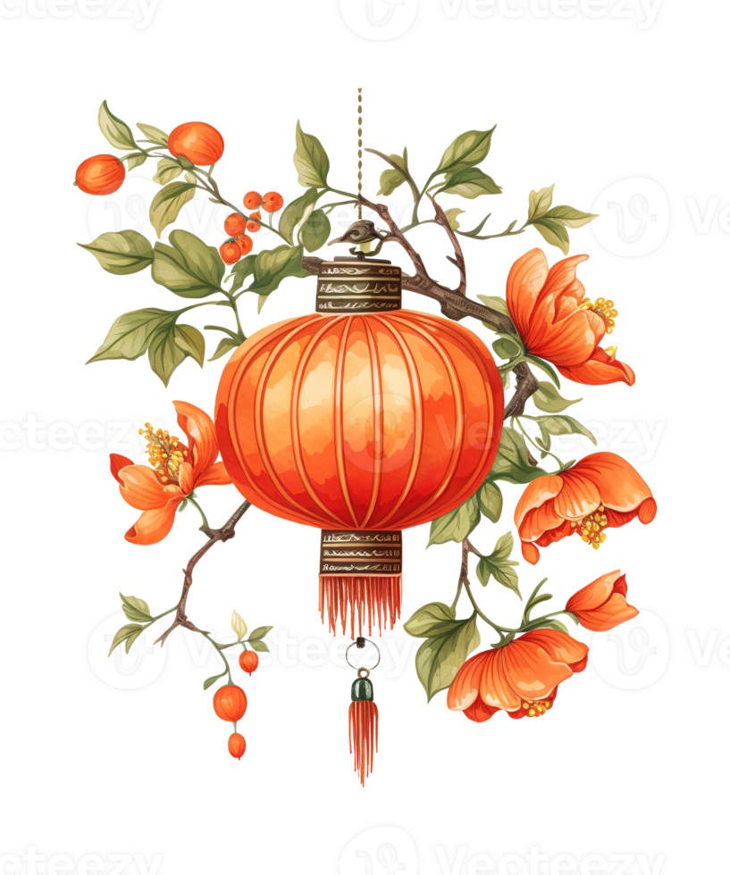 AI generated illustration of chinese lantern ai generative png