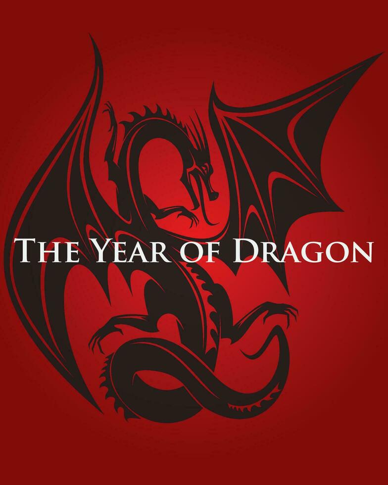 Happy Chinese New Year 2024. Dragon flapping wings. on a red background vector