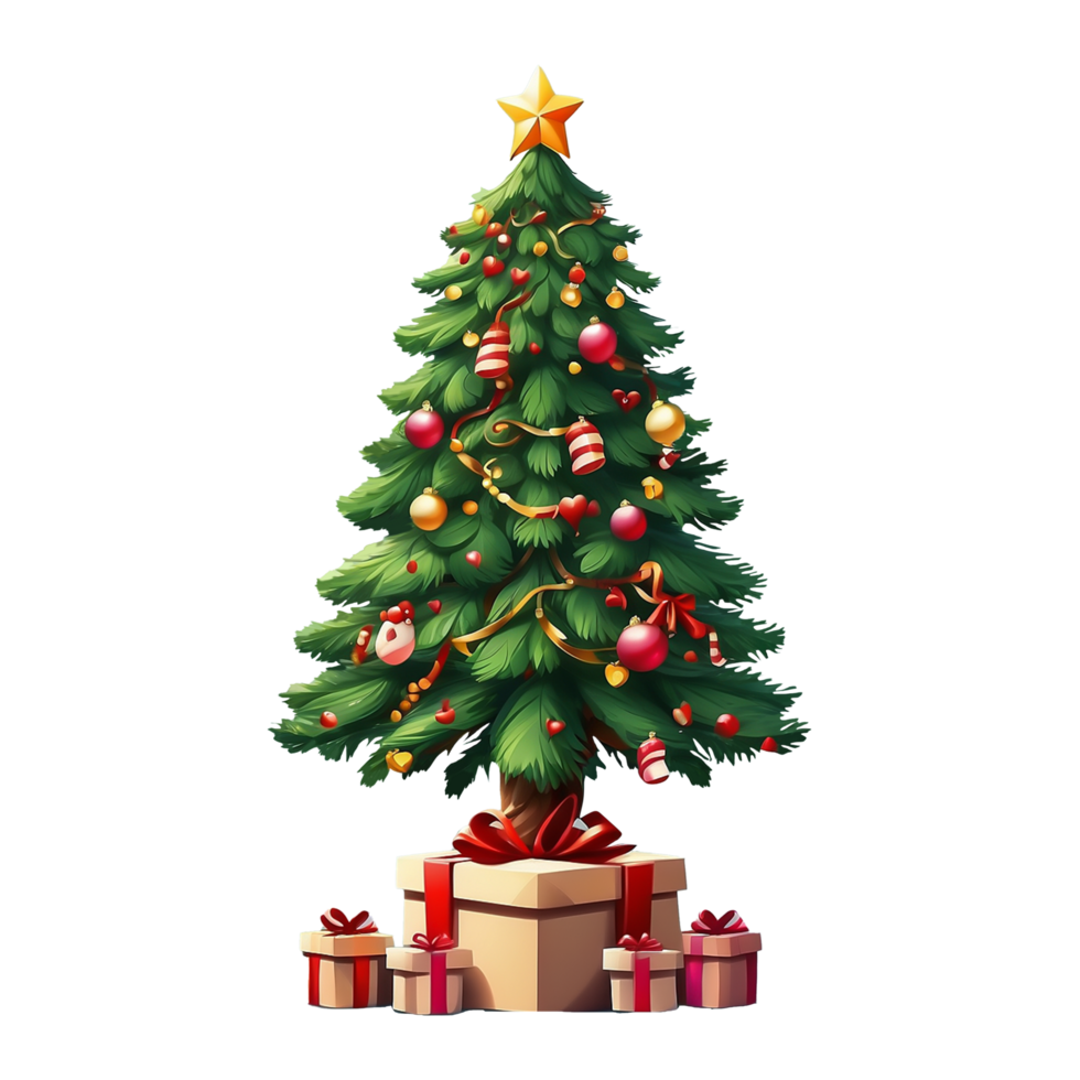 AI generated Merry Christmas Snow Tree png