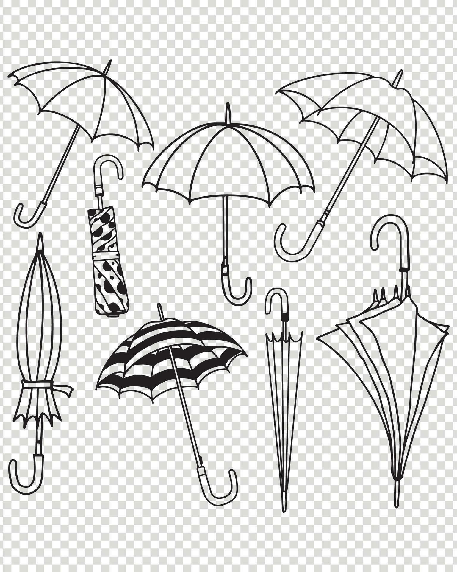 Isolated black umbrella icon. Set eight different locations of black
