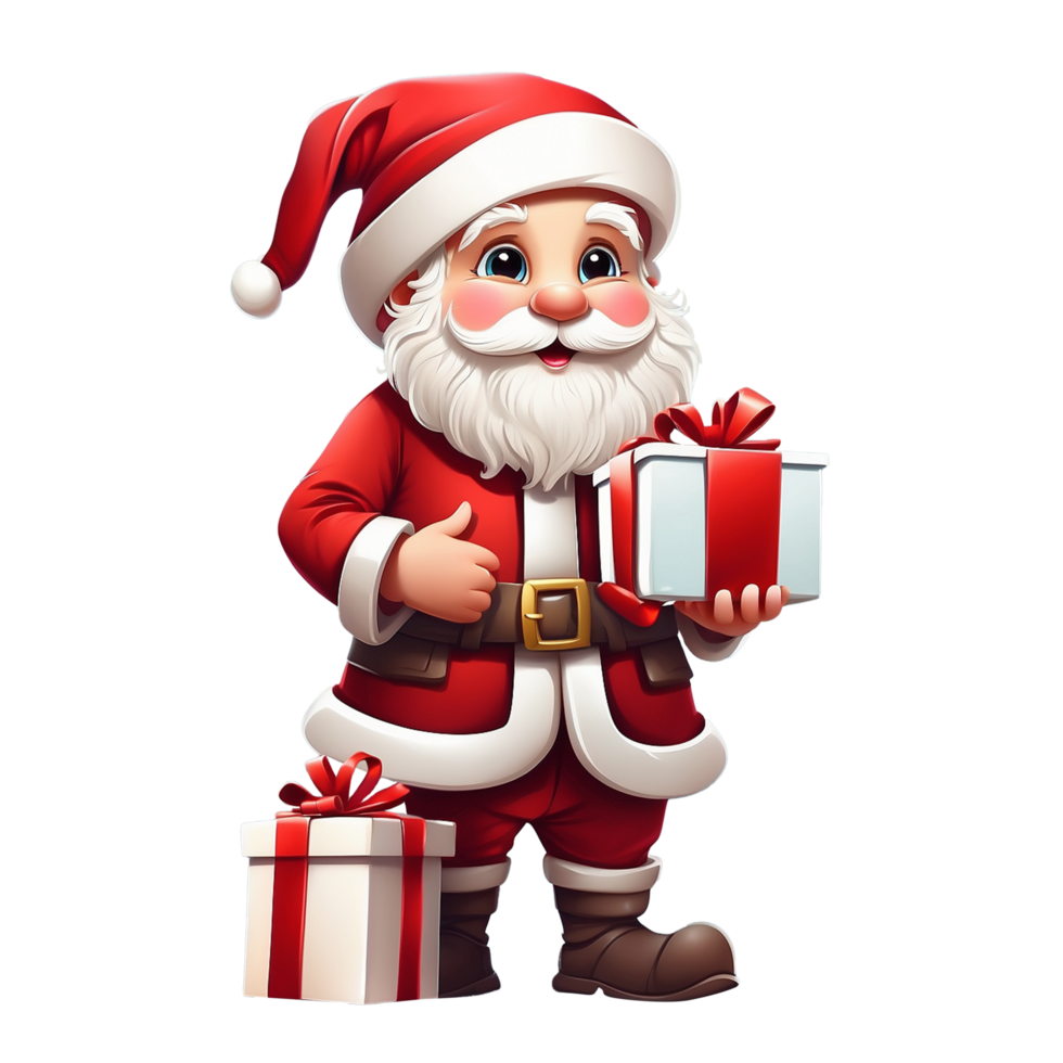 ai generato carino Babbo Natale con regalo png