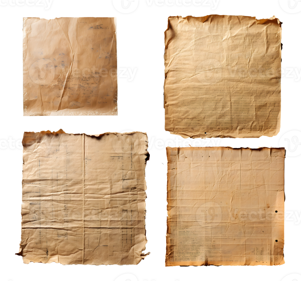 AI generated Vintage Brown Paper Set Background, Classic Texture Details png