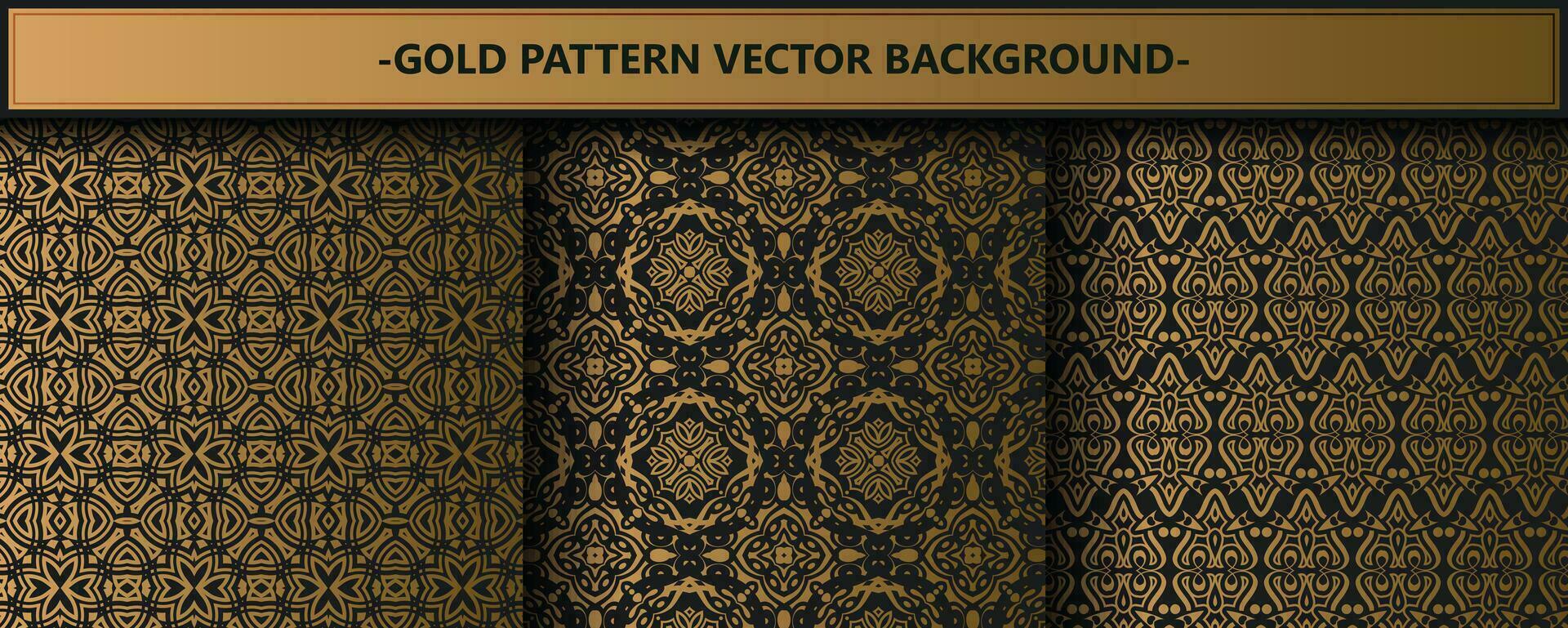 Collection gold and black seamless pattern background vector