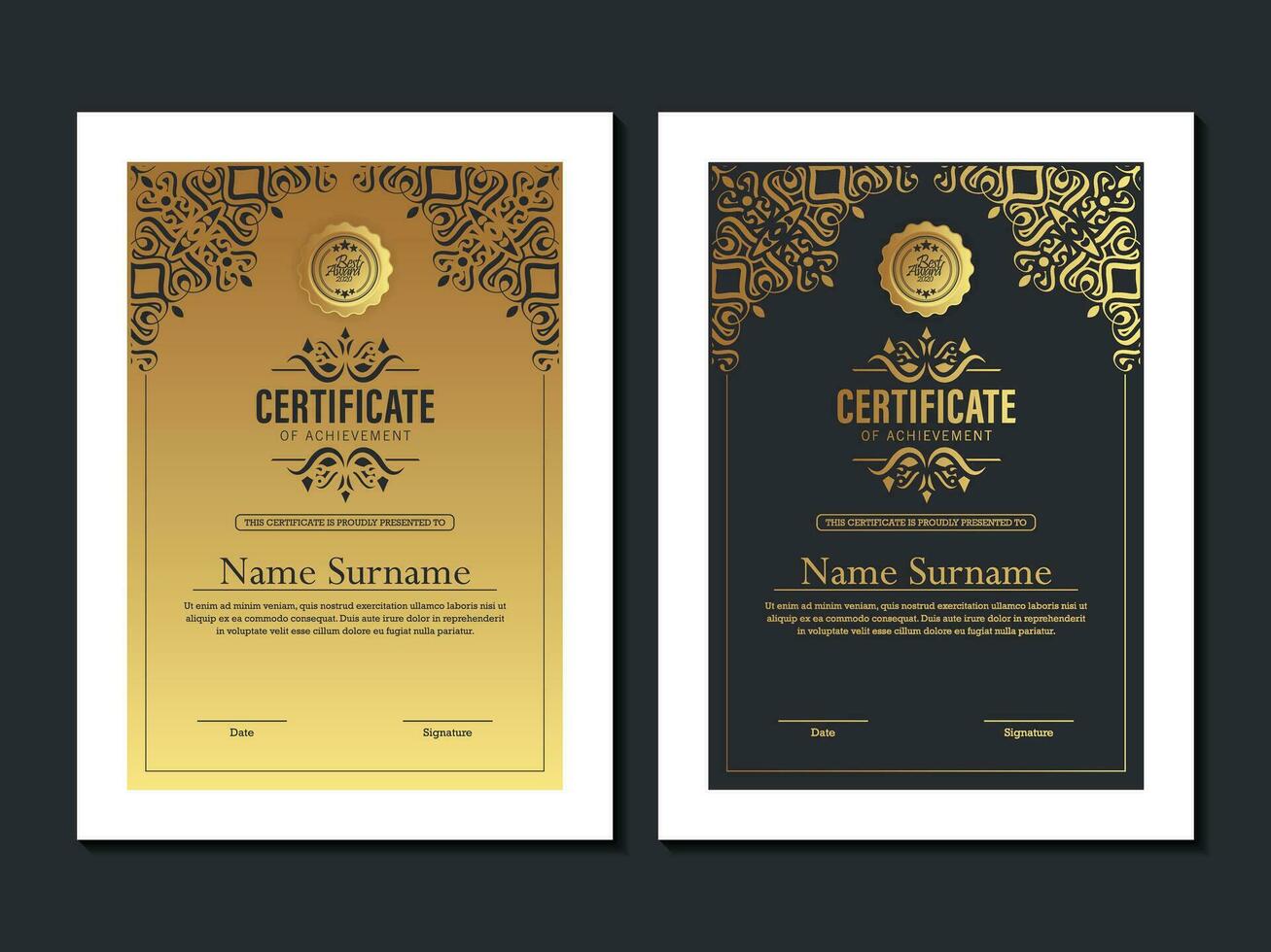 Achievement certificate best award diploma vector